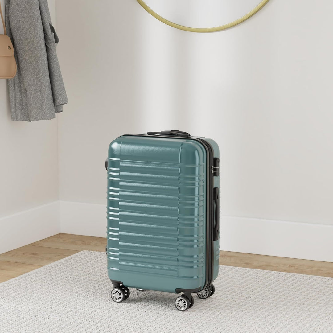BEIBYE Zwillingsrollen Reisekoffer Koffer Trolleys Hartschale M-L-XL-Set (Dunkelgrün, M) Dunkelgrün