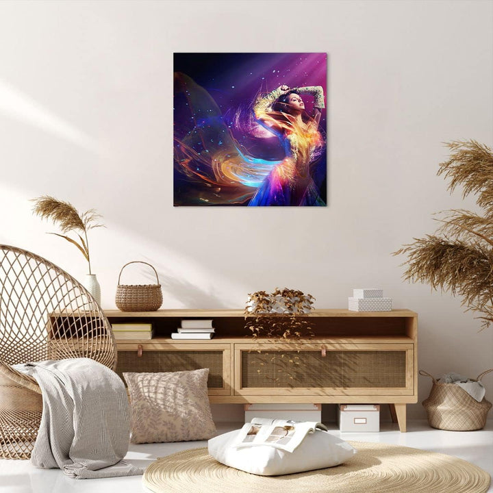 Bilder auf Leinwand Schönheit Disco Mode Make-up Leinwandbild 60x60cm Wandbilder Dekoration Wohnzimm
