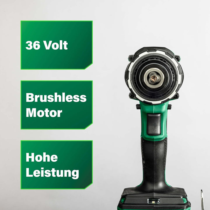 HiKOKI Akku-Schlagbohrschrauber - 36 V - 155 Nm, Brushless, 13 mm Metall Schnellspannbohrfutter, 22