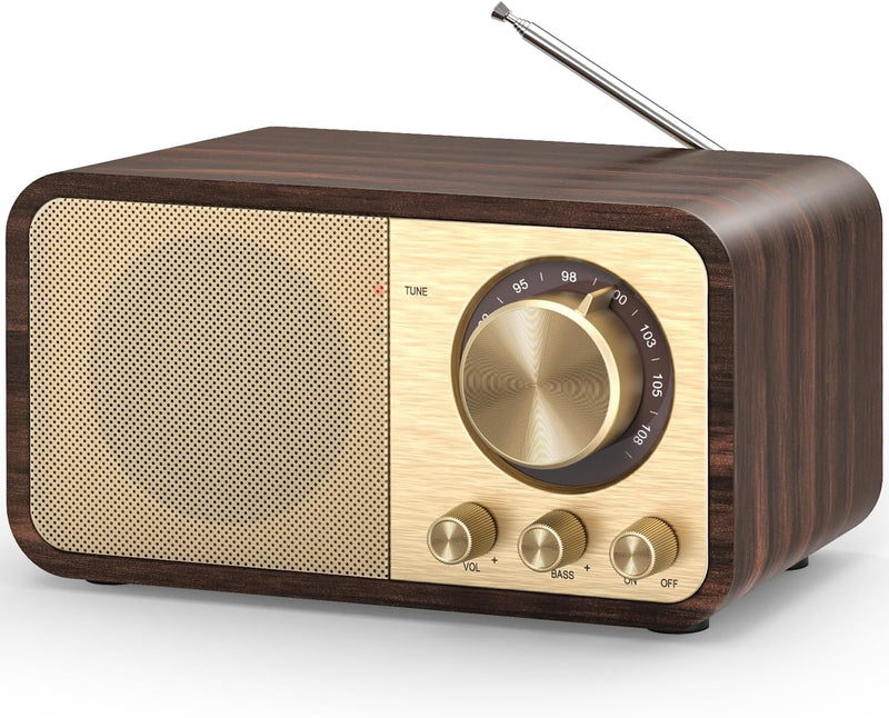 Tendak FM Retro Radio mit Bluetooth, Nostalgie Radio Klein mit 2000mAh Wiederaufladbare Batterie, Kl