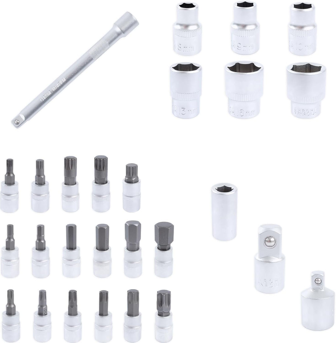 TECPO Motorrad Drehmomentschlüssel Set 3/8" 5-60Nm Schlüssel feine Abstufung, 3/8" 5-60Nm