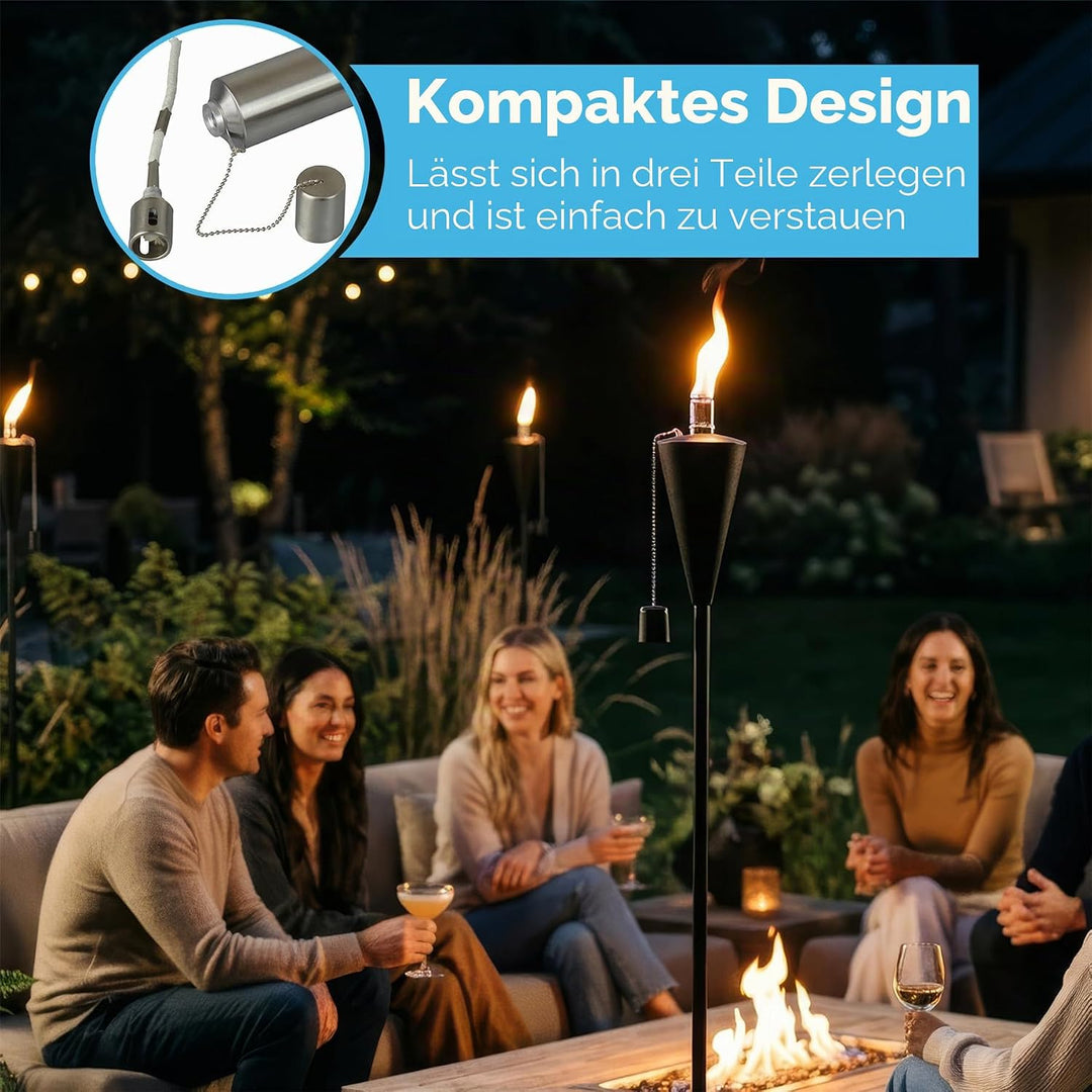 Harbour Housewares Gartenfackel - Paraffin-/Ölfackel - Dreieckiges Design - 1460 mm - 6 Stück