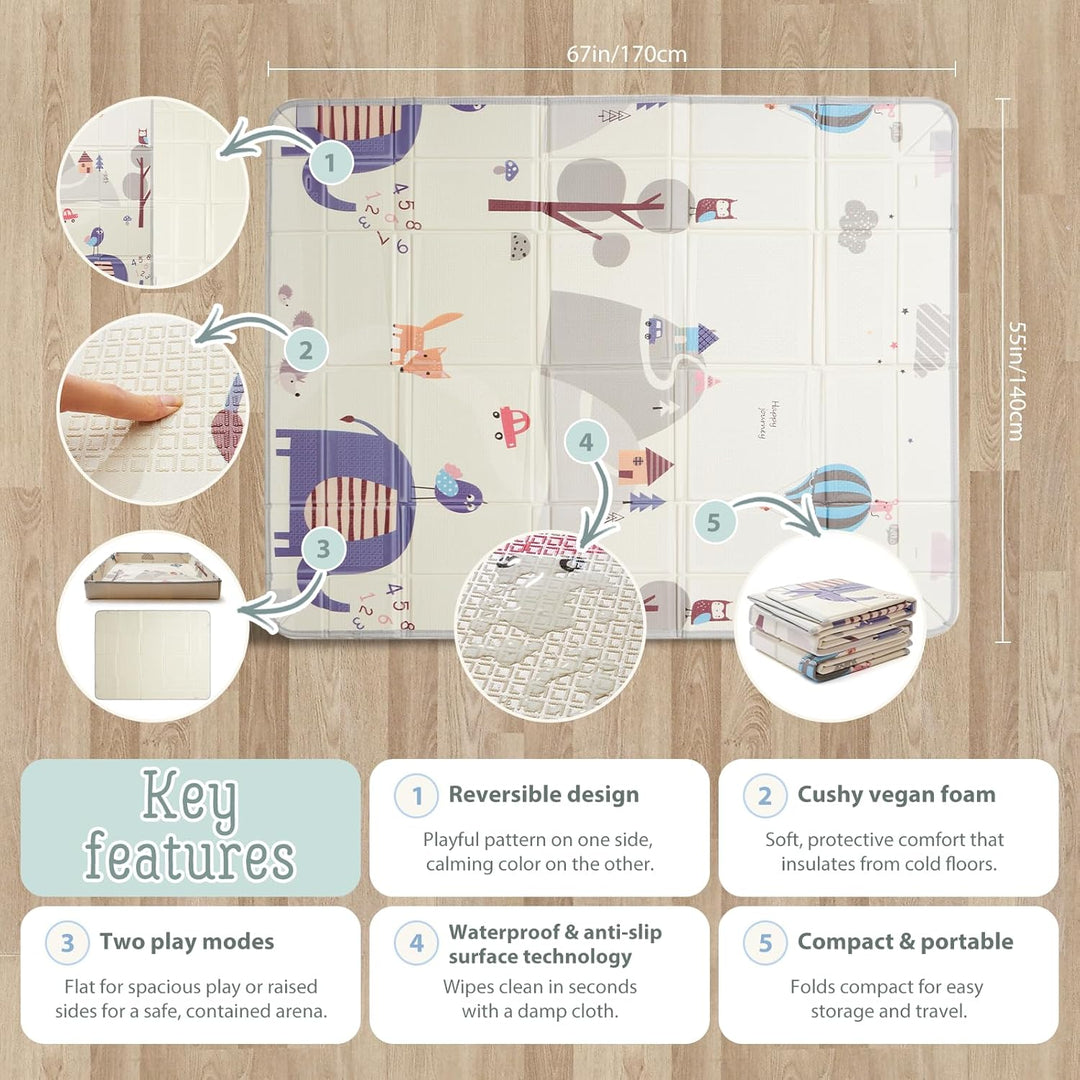 Faltbare Krabbelmatte Baby – Grosse Schaumstoff Spielmatte Baby Faltbar für Babys & Kleinkinder – Wa