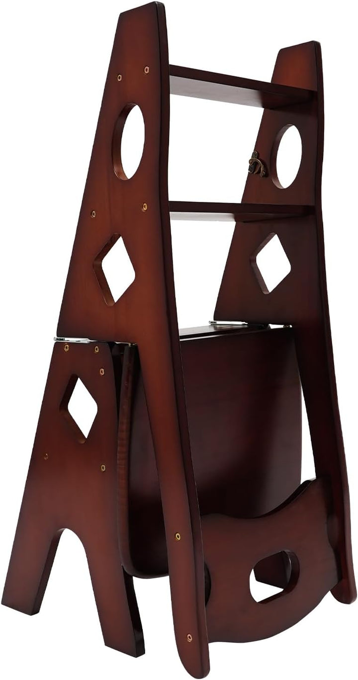 Leiterstuhl, 34x44,5x87 cm Klappbarer Bibliotheksleiter, Klappbarer Bibliotheksstuhl, Klappbarer 4-s