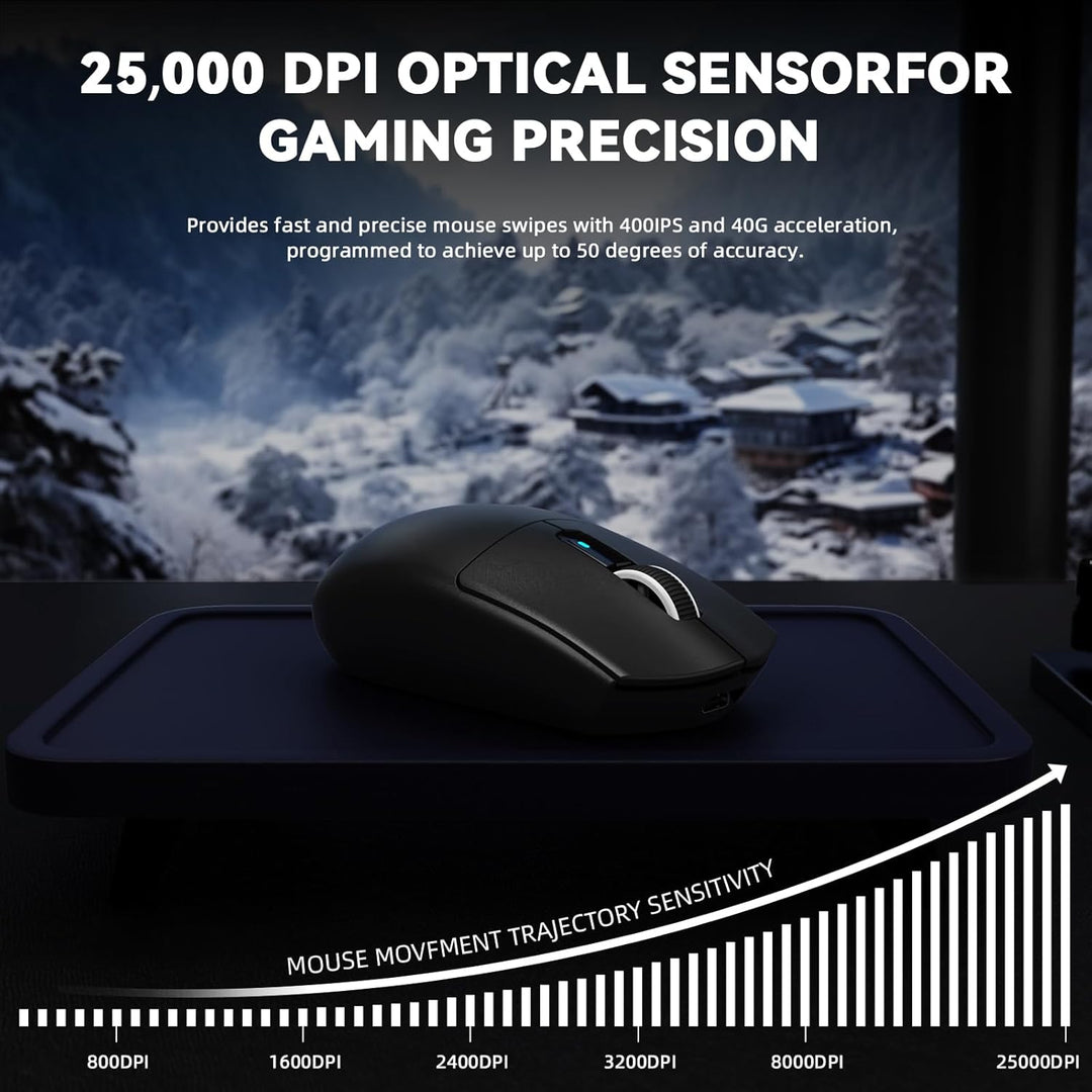 MAMBASNAKE x Attack Shark G3PRO Gaming-Maus mit Magnetischer Ladestation, BT/2.4G Wireless/Kabel, Pi