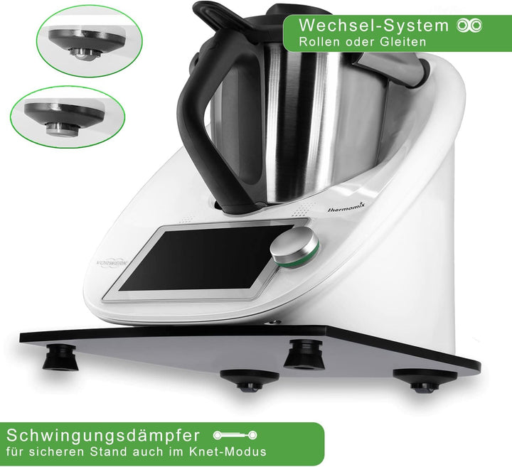 Stone4Slide coolina® Gleitbrett Gleiter aus Acryl Schwarz passend für Thermomix TM6 TM5