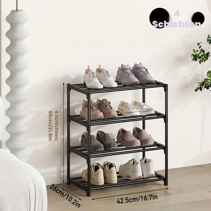 4-Stöckiges Schuhregal Klein, Schlank Mit Anti-Rost-Beschichtung - Stapelbar Und Schmal, Geeignet Fü