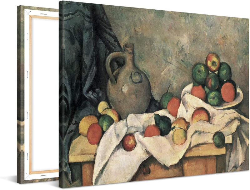 PICANOVA – Paul Cézanne – Rideau, Cruchon et Compotier 100x75cm – Bild auf Leinwand – Premium Kunstd