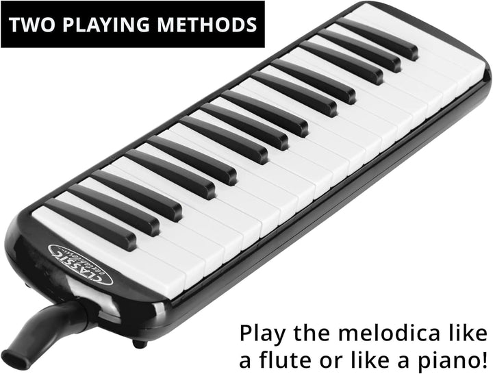 Classic Cantabile FML-32 BK Melodica - Blasharmonika mit 32 Tasten - Tonumfang: f - c³ - Booklet mit