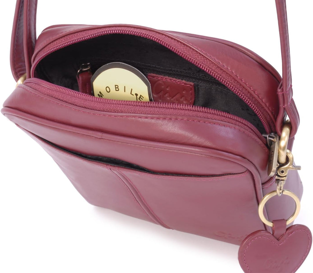 Gigi - Leder - Damenhandtasche/Umhängetasche Klein - OTHELLO 22-29" Burgund, Burgund