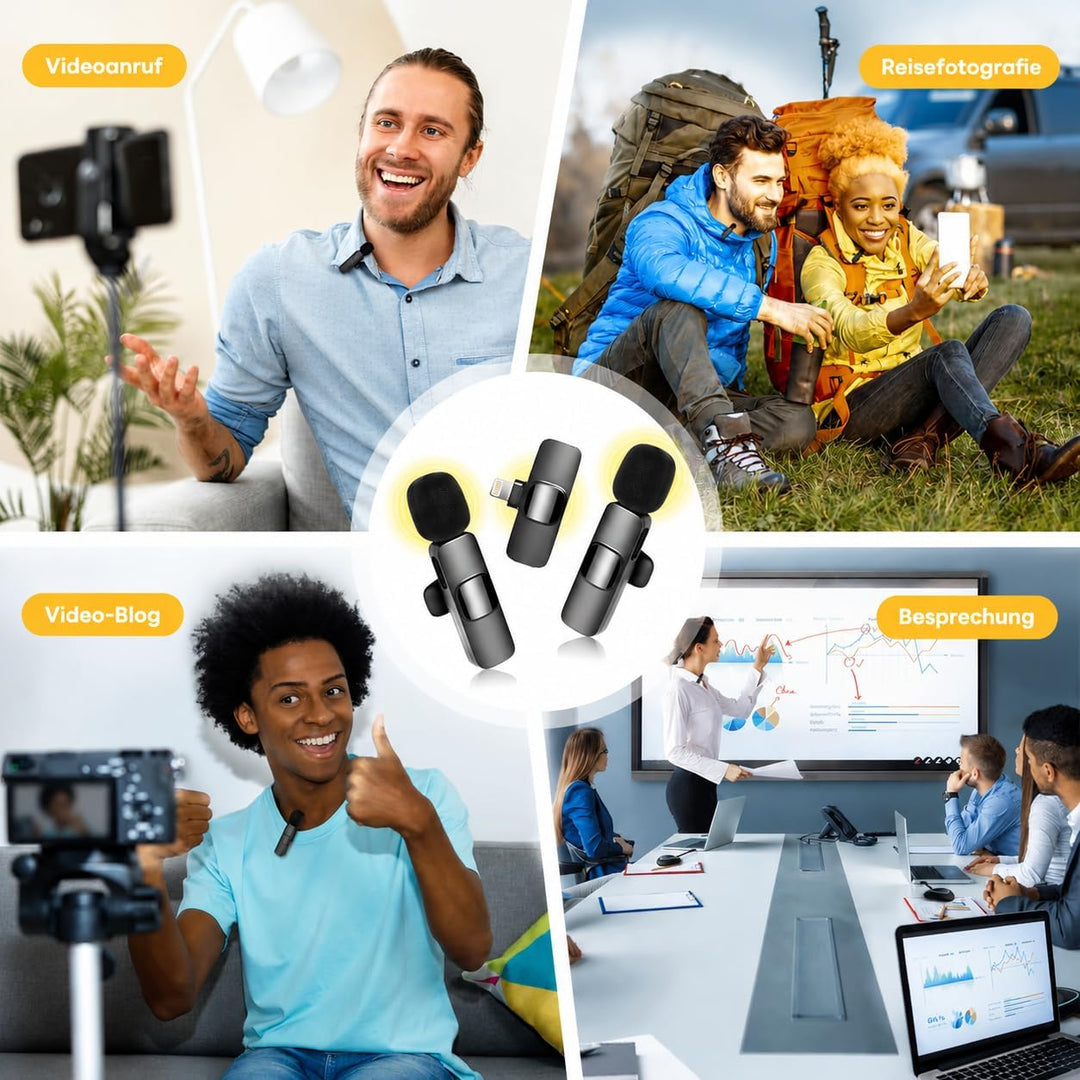 Mikrofon Handy iPhone | Bluetooth Kabellos Mini Wireless Lavalier Microphone Lightning für Ipad I Ph