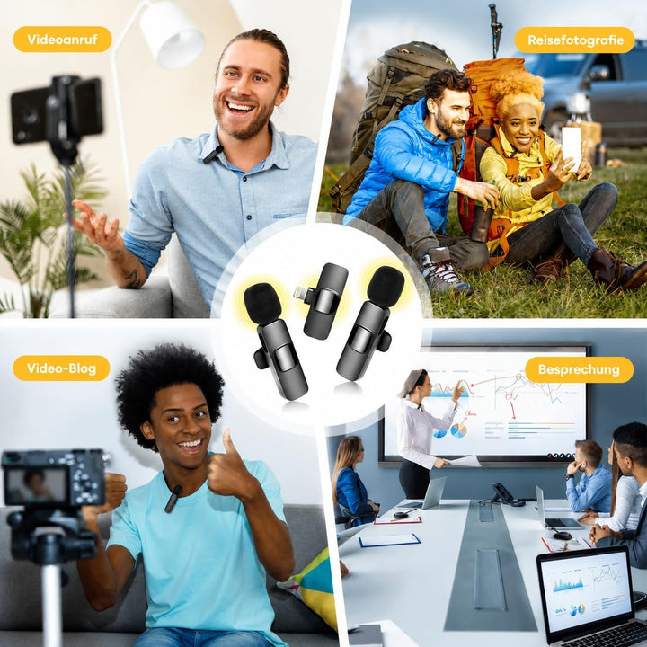 Mikrofon Handy iPhone | Bluetooth Kabellos Mini Wireless Lavalier Microphone Lightning für Ipad I Ph