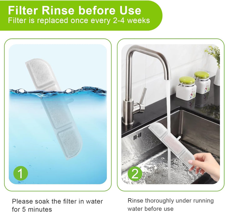 Katzenbrunnen Filter, 12 Stück Filter für Katzenbrunnen und 12 Stück Schwämme und Aktivkohle lonenau