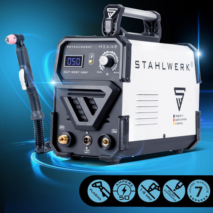 STAHLWERK CUT 50 ST IGBT Plasmaschneider mit 50 Ampere, bis 14mm Schneidleistung, für Lackierte Blec