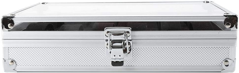Vikye Uhr Aufbewahrungskoffer, Modische Uhrenbox1Pc 6/12 Gitterschlitze Aluminium Rechteck Uhrenschm