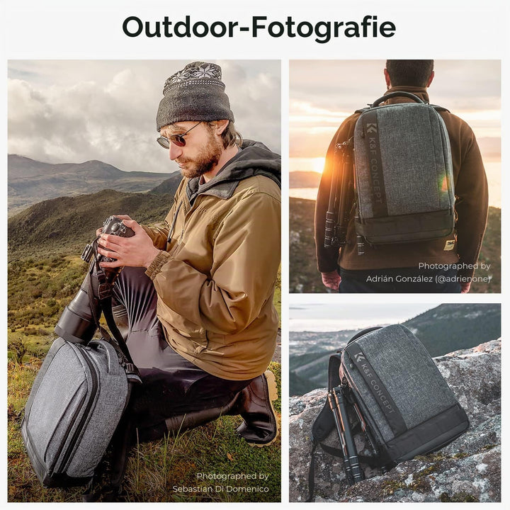 K&F CONCEPT 18L Kamerarucksack, Fotorucksack mit 15.6 Zoll Laptopfach, Grosse Kapazität Camera Backp