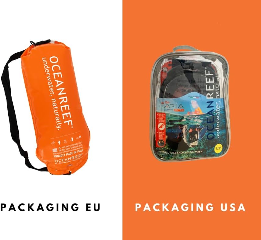 OCEAN REEF - Aria QR + Schnorchelmaske - Vollmaske mit Mundstück - Für eine bessere 180 Grad Unterwa