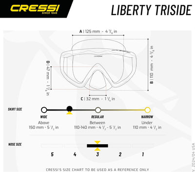 Cressi Liberty - Tauchen, Apnoe und Schnorchelmaske - Erhältlich in der Version mit Zwei/Drei Gläser