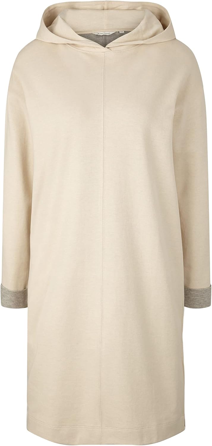 TOM TAILOR Damen Kleid mit Kapuze, 28130 - Soft Buttercream