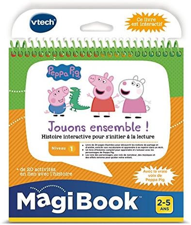 VTech - MagiBook Peppa Wutz, Lernbuch für Kinder, Stufe 1, gemeinsam, illustrierte und interaktive S