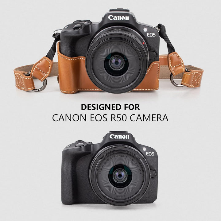 MUZIRI KINOKOO EOS R50 Kameratasche, Retro-PU-Leder Schutzhülle für Canon EOS 50 DSLR Kamera – EOS R