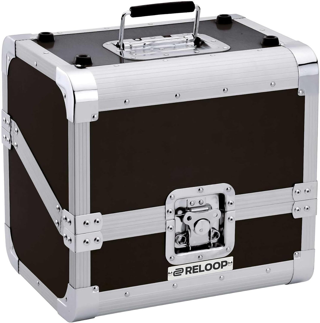 Reloop 80 Record Case Black - klassisches Platten Case, Butterfly Verschlüsse, Schaumstoffpolsterung