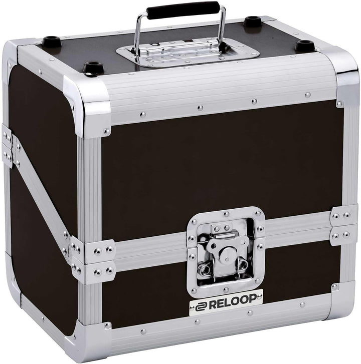 Reloop 80 Record Case Black - klassisches Platten Case, Butterfly Verschlüsse, Schaumstoffpolsterung