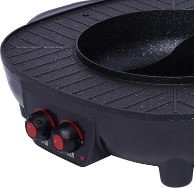 MEHOOSPVN 2 in 1 Elektrischer Hot Pot Grill, 2200W Multifunktionaler elektrischer Hot Pot mit Grill,