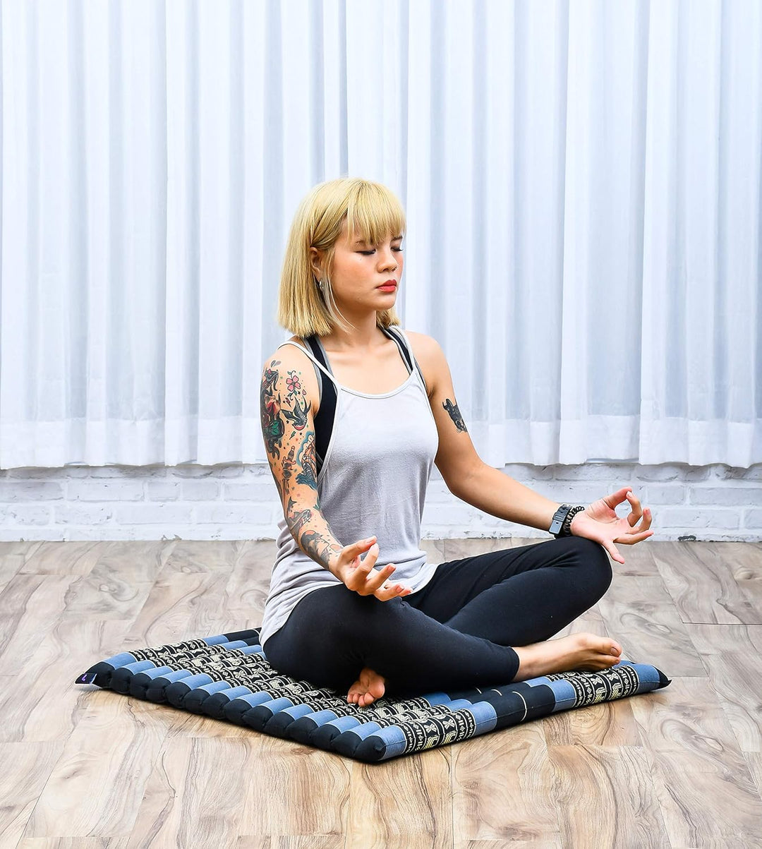 Leewadee Zabuton Rollbare Meditations-Matte Tragbare Sitzmatte Ökologisches Naturprodukt, Kapok Sf15