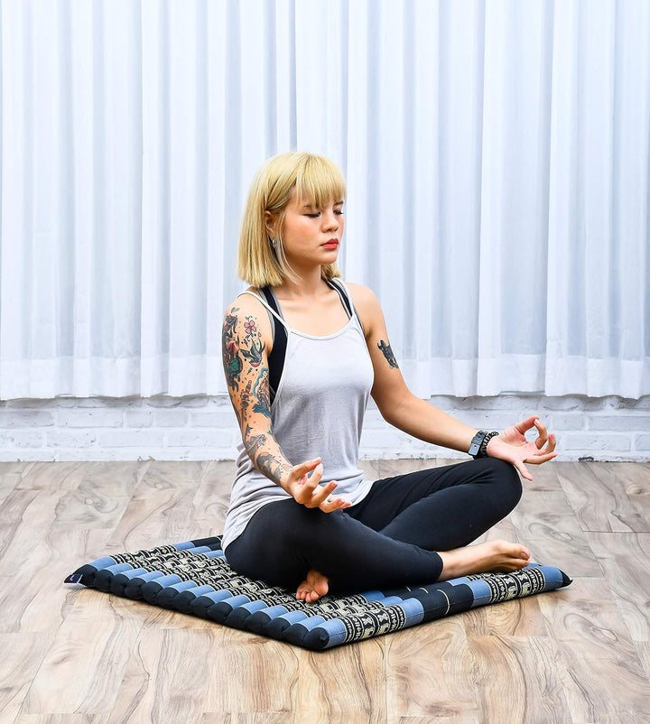 Leewadee Zabuton Rollbare Meditations-Matte Tragbare Sitzmatte Ökologisches Naturprodukt, Kapok Sf15