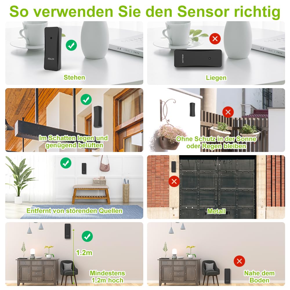 Konsen Wetterstation funk mit Aussensensor DCF Funkuhr, Farbdisplay mit grossen Zahlen von Innen und