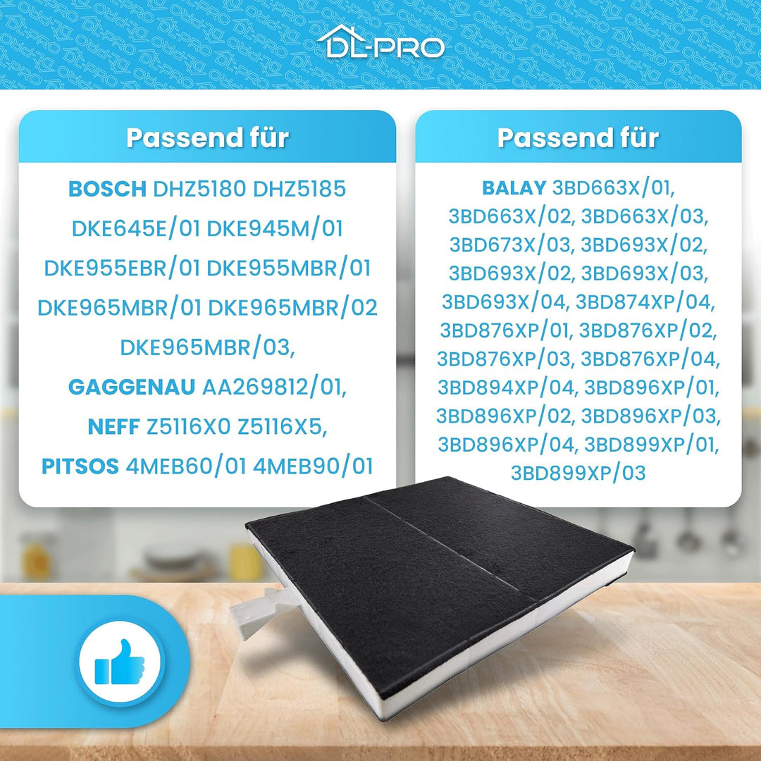 DL-pro Aktivkohlefilter Filter für Balay 00360732 360732 Bosch DHZ5186 Siemens LZ51851 Neff Z5116X1
