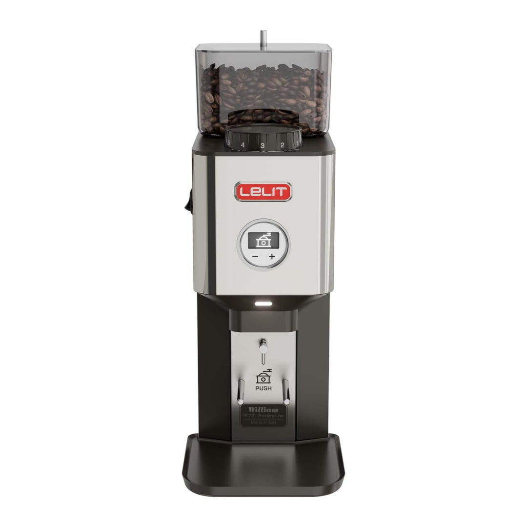 LELIT William PL72-P Kaffeemühle mit flachem Mahlwerk - Mit LCC zur Regulierung der Mahldauer - Silb