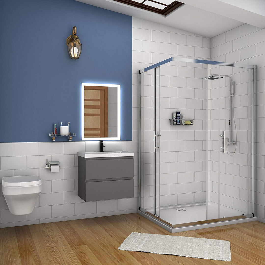 Waschtisch mit Unterschrank 50 cm Badmöbel Set mit Waschbecken Mineralguss Gäste WC Anthrazit Matt 5