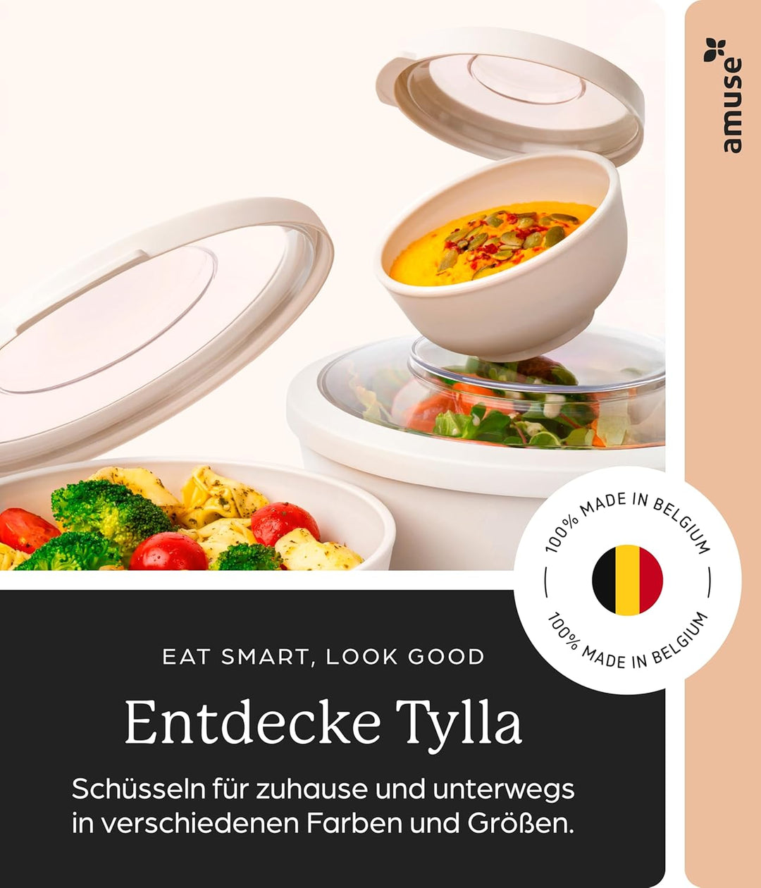 Amuse Müslibecher To Go | 450ml + 150ml | ideal für Overnight Oats, Granola, Meal Prep | Joghurtbech