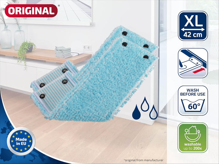 Leifheit Original 4er Set Wischbezug CLEAN Twist XL, super Soft 42 cm, mit Spezialfasern, Wischer Er
