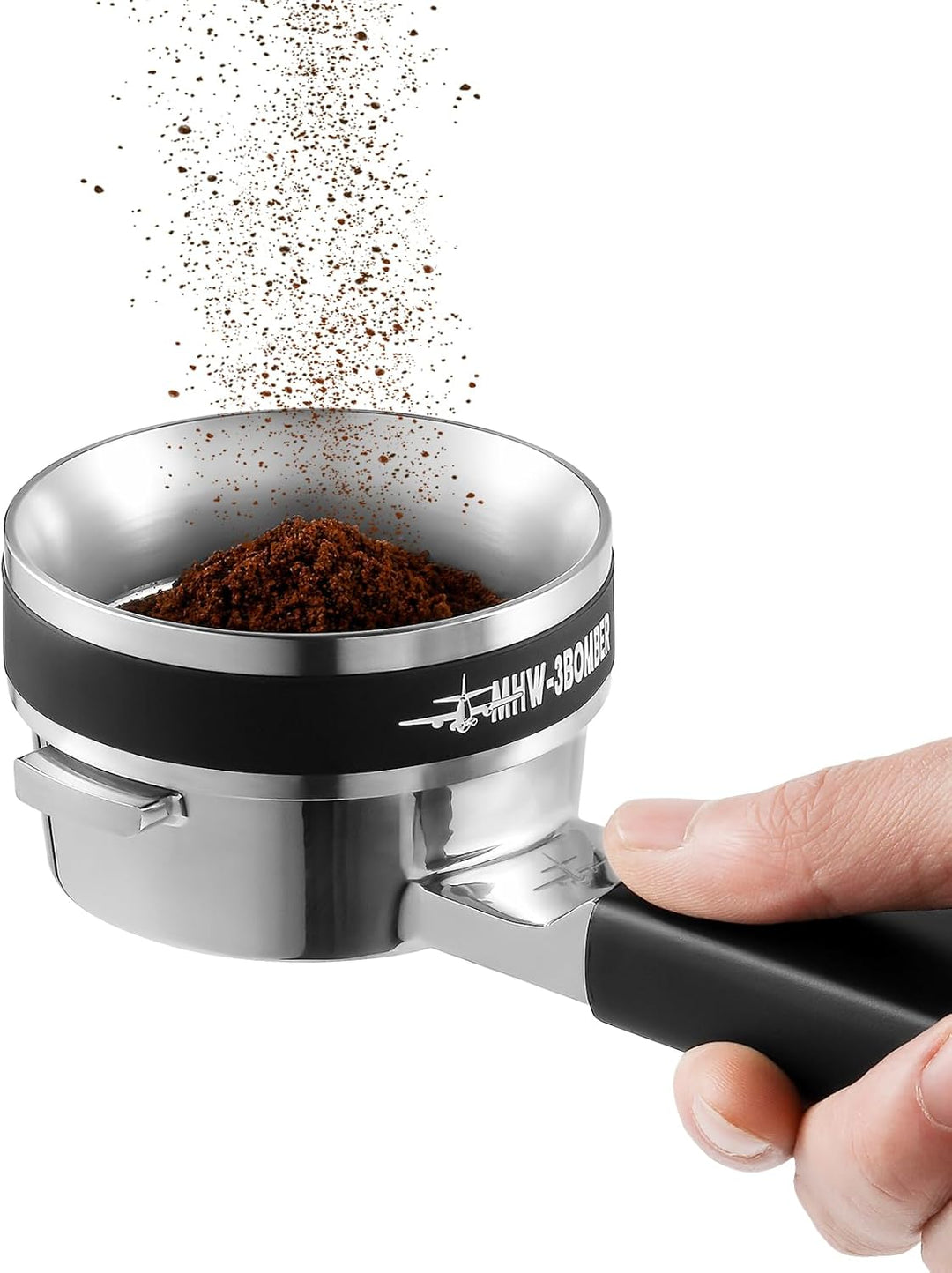 MHW-3BOMBER YU Series 58mm Dosing Funnel, Espressoring mit 36 Magneten, Aussennut-Design, Rutschfest