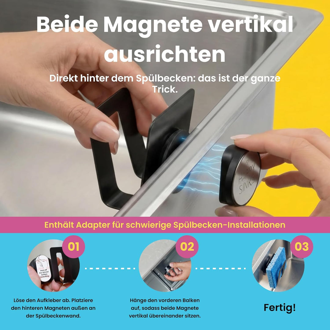 Happy Sinks Magnetischer Geschirrtuchhalter für Küchenspüle – Geschirrtuchaufhänger mit starker magn