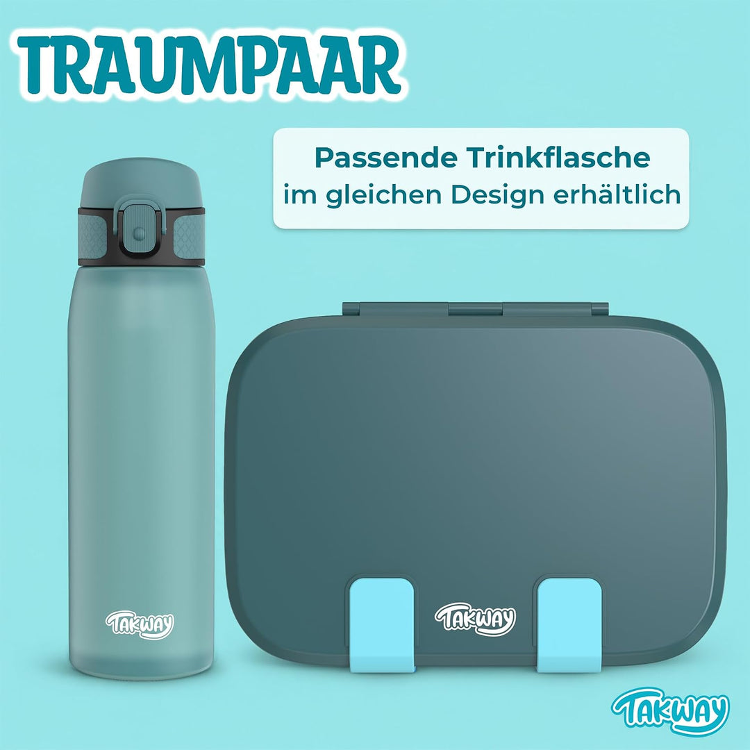 Brotdose Kinder mit Fächern - Bento Box Lunchbox BPA Frei - robust &amp; leicht zu öffnen (Grün), Grün