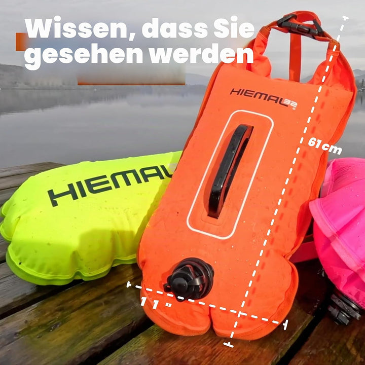 Schwimmboje für offene Gewässer, 15 l, vollständig wasserdicht, Schwimmblase – super sicher mit höhe