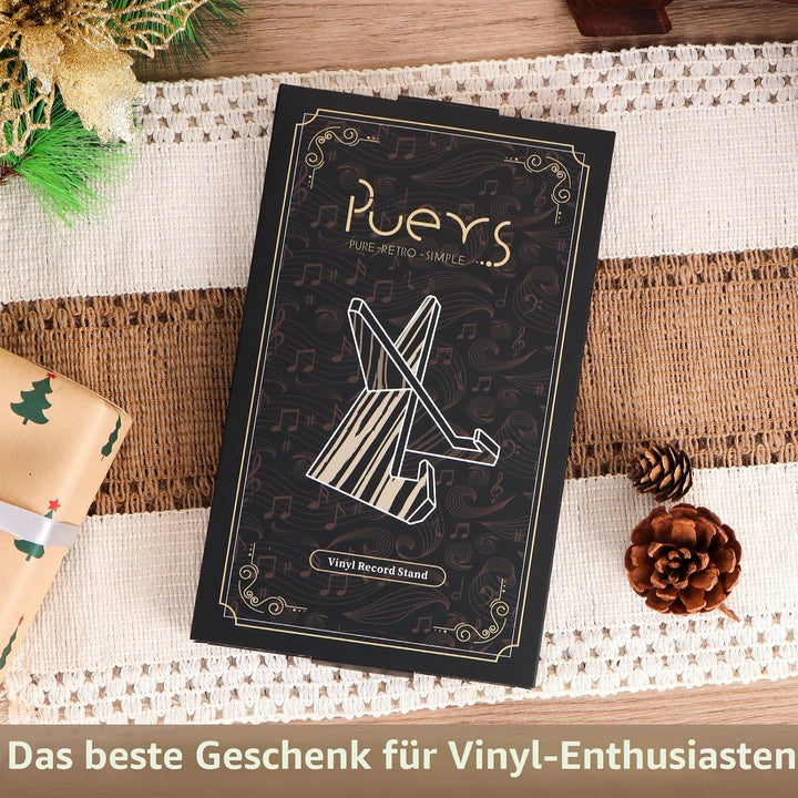 PUERSI Now Playing Vinyl Stand, Stilvoller Holz Schallplattenständer | Schallplattenhalter, Moderner