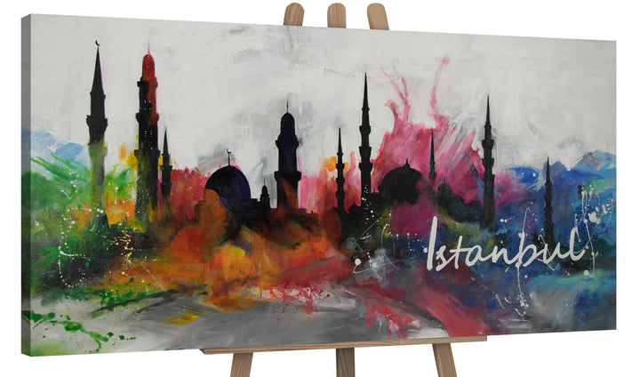 YS-Art Abstrakt Design Acryl Gemälde auf Leinwand Istanbul handgemalt Wandbilder Wohnzimmer modern W