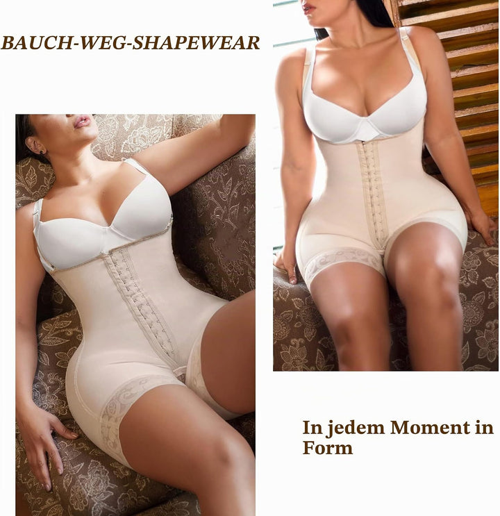 YIANNA Shapewear Damen Bauchweg Stark Formend Hohe Kompression Body Shaper Bodysuit Miederbody Fajas