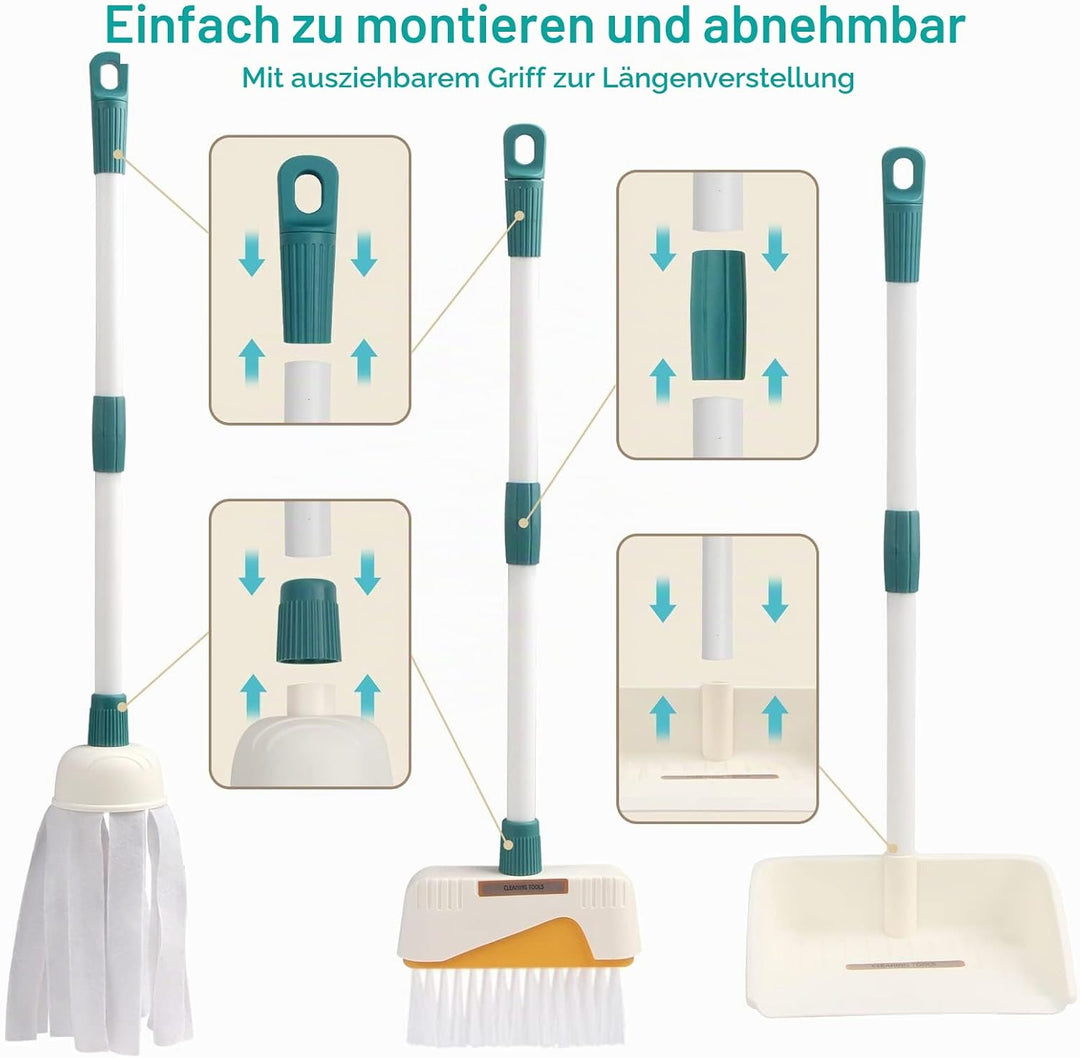 Coolplay Kinder Besen Set, Schaufel und Besen Set 12pcs Kinder Putzset, Kinderbesen Set ab 2 Jahre O