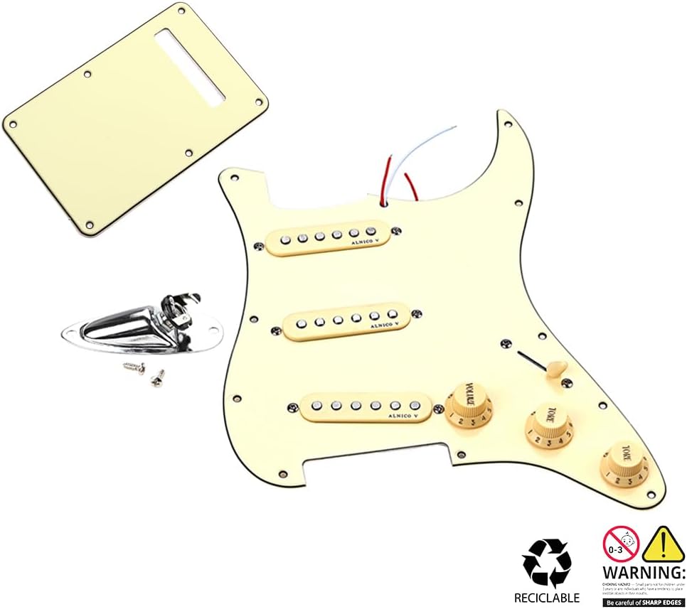 Ogdni 3-lagig SSS vorverdrahteter Schlagschutz mit Rückplatte & Bootsbuchse für Strat E-Gitarren Ers