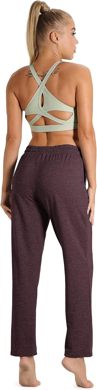 icyzone Damen Jogginghose Sweathose Lang Sporthose Freizeithose geradem Bein Hose mit Tunnelzug S Bu