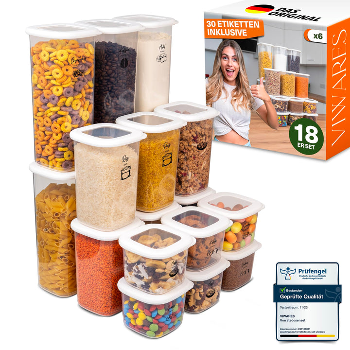 Viwares luftdichte Vorratsdosen mit Deckel | 18er Vorratsbehälter Set | BPA-FREI | Zur Müsli Mehl un