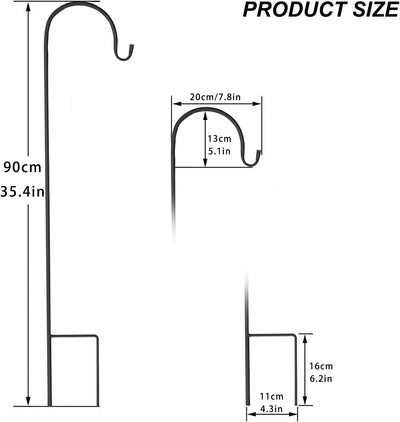 unho 8 Stück Schäferhaken aus Metall, Gartenstab Gartenstecker mit Haken für Solarleuchten, Laternen