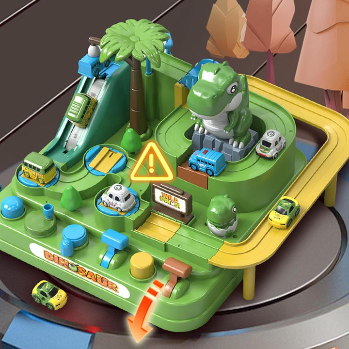 Car Track Toy – Dinosaur Sliding Vehicle Game | ABS Adventure Track Playset with Christmas Theme, 70