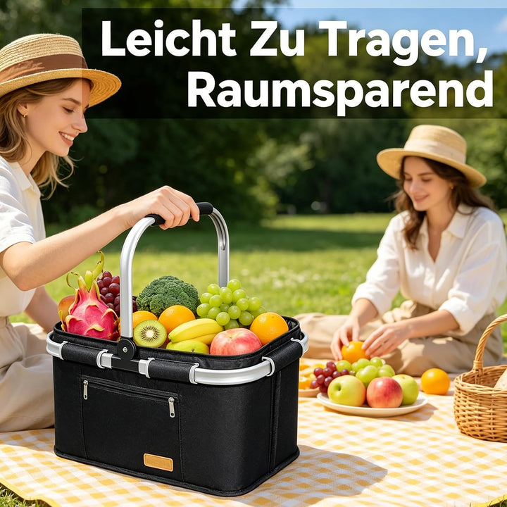 35L Einkaufskorb Faltbar, Grosser Einkaufskörbe Korb mit Gepolsterten Griffen, Einkaufskorb Geeignet